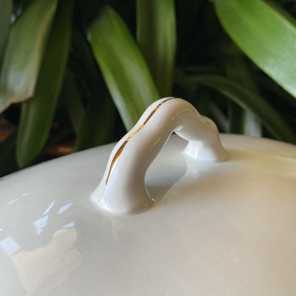 Antique S.C. Richard Porcelain Gold Floral Oval Tureen 768 Made in Italy - Picture 9 of 11